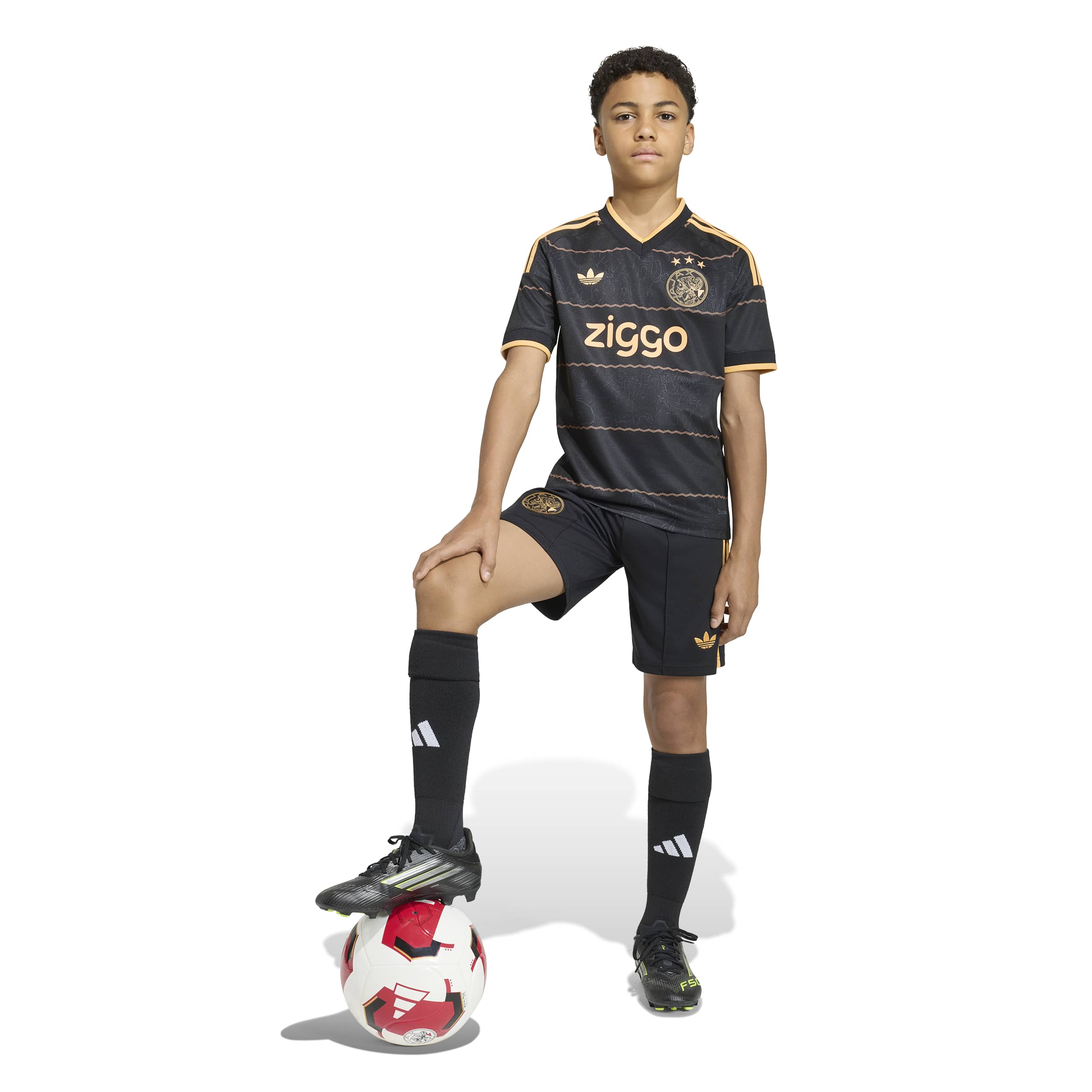 Ajax voetbalshort kids zwart/goud