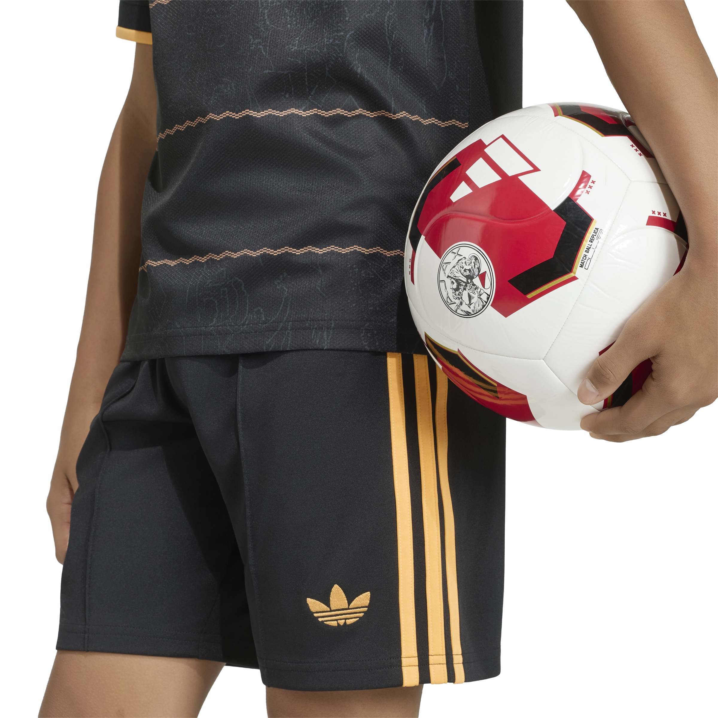 Ajax voetbalshort kids zwart/goud