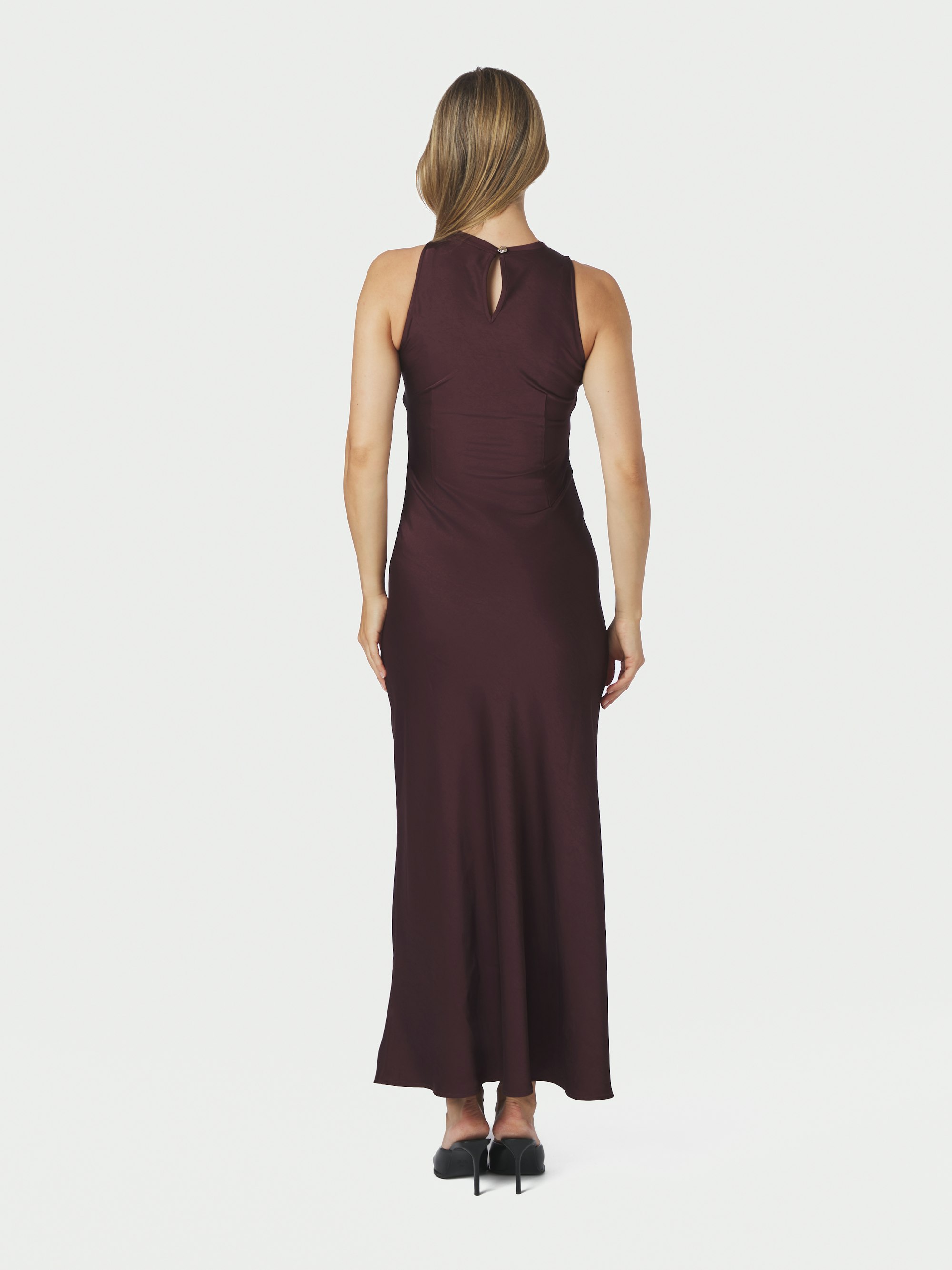 Celinie satijnen jurk bordeaux